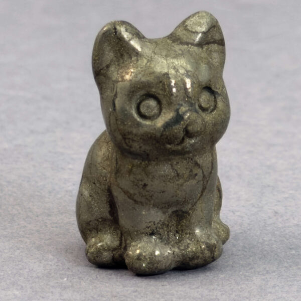 krystal kat siddende 3 cm sten pyrit