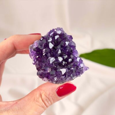 Ametyst Klynge med naturlige variationer og krystalspidser