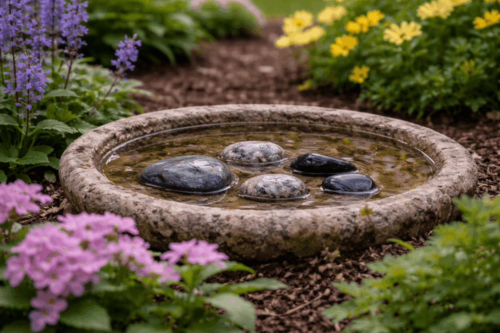 Kan krystaller ligge i vand? 2 Krystaller i fuglebad