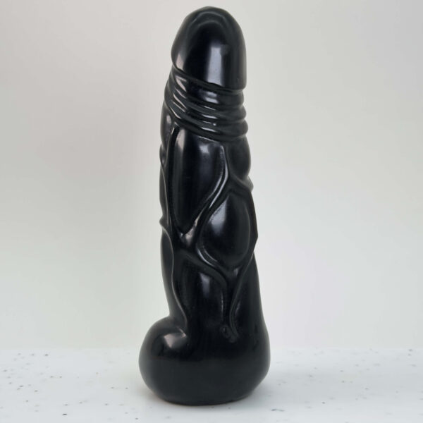 Obsidian Sølv Penis krystal med sort overflade og sølvskinnende refleksion