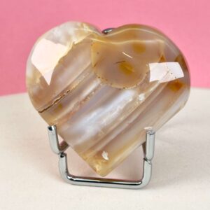Smukt blomsteragat hjerte til udviking, drømme og nye muligheder. Som smuk dekoration til hjemmet eller en skøn energi med i tasken.