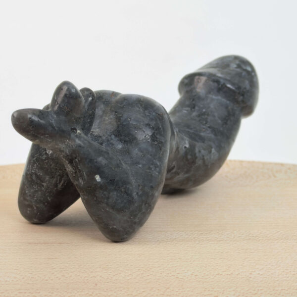 Larvikit Penis med mørke grå nuancer, blålige reflekser og energi for grounding, intuition og mental klarhed.