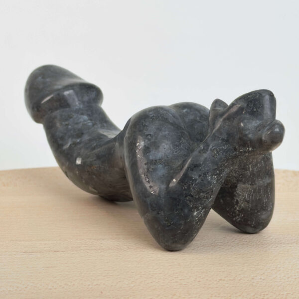 Larvikit Penis med mørke grå nuancer, blålige reflekser og energi for grounding, intuition og mental klarhed.